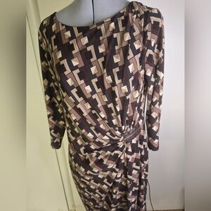 Evan Picone Dress with Geometric Pattern. Size 14